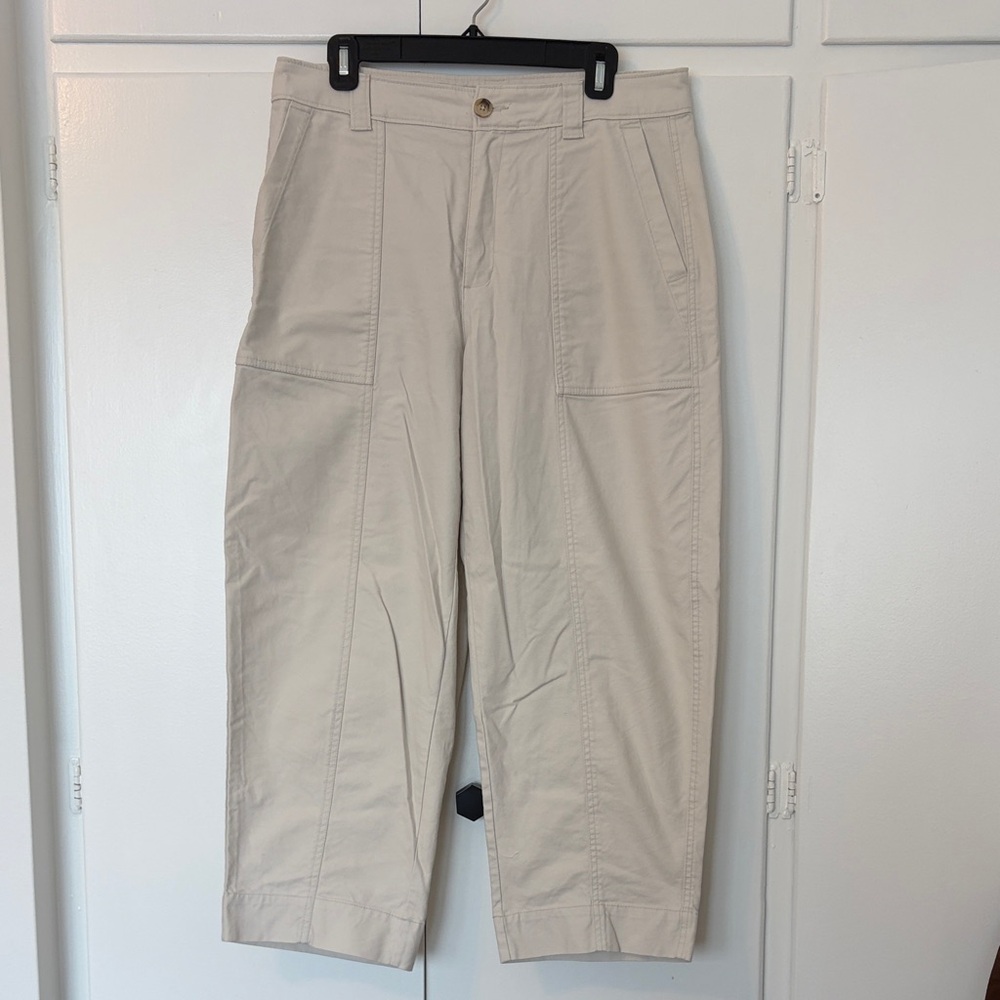 Old Navy High Rise Barrel Leg Cream Pants